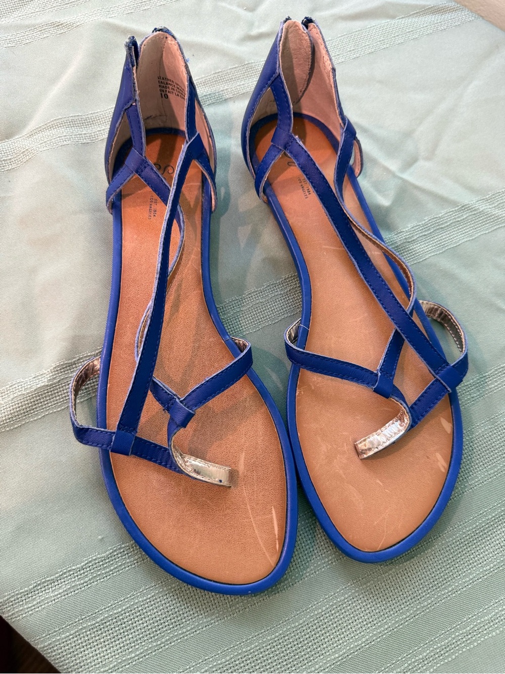 Seychelles Blue Leather Sandals Size 10 New